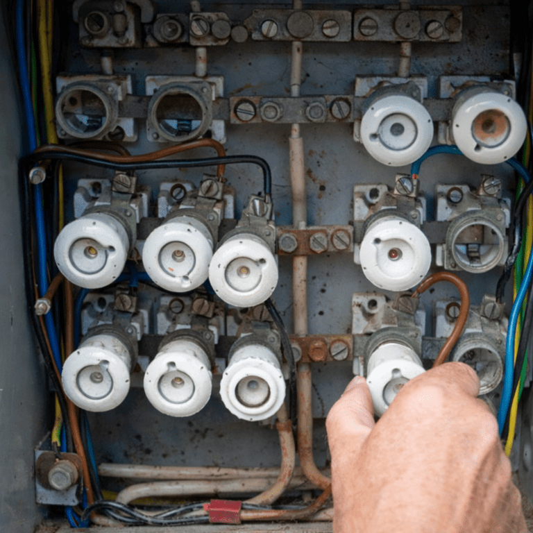 Old fuse holders in electrical panel