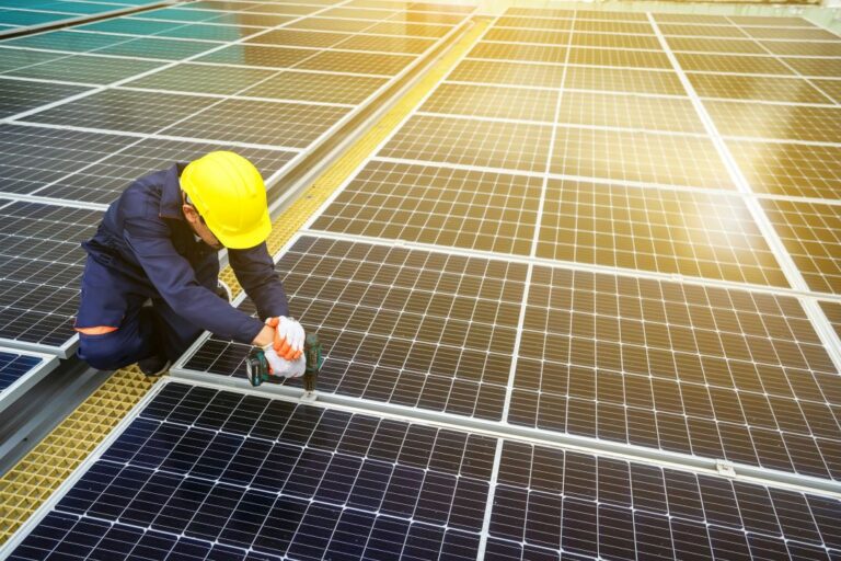 Large solar panel installation